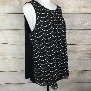 NWT White House Black Market tank top black with sequin to front embroidered